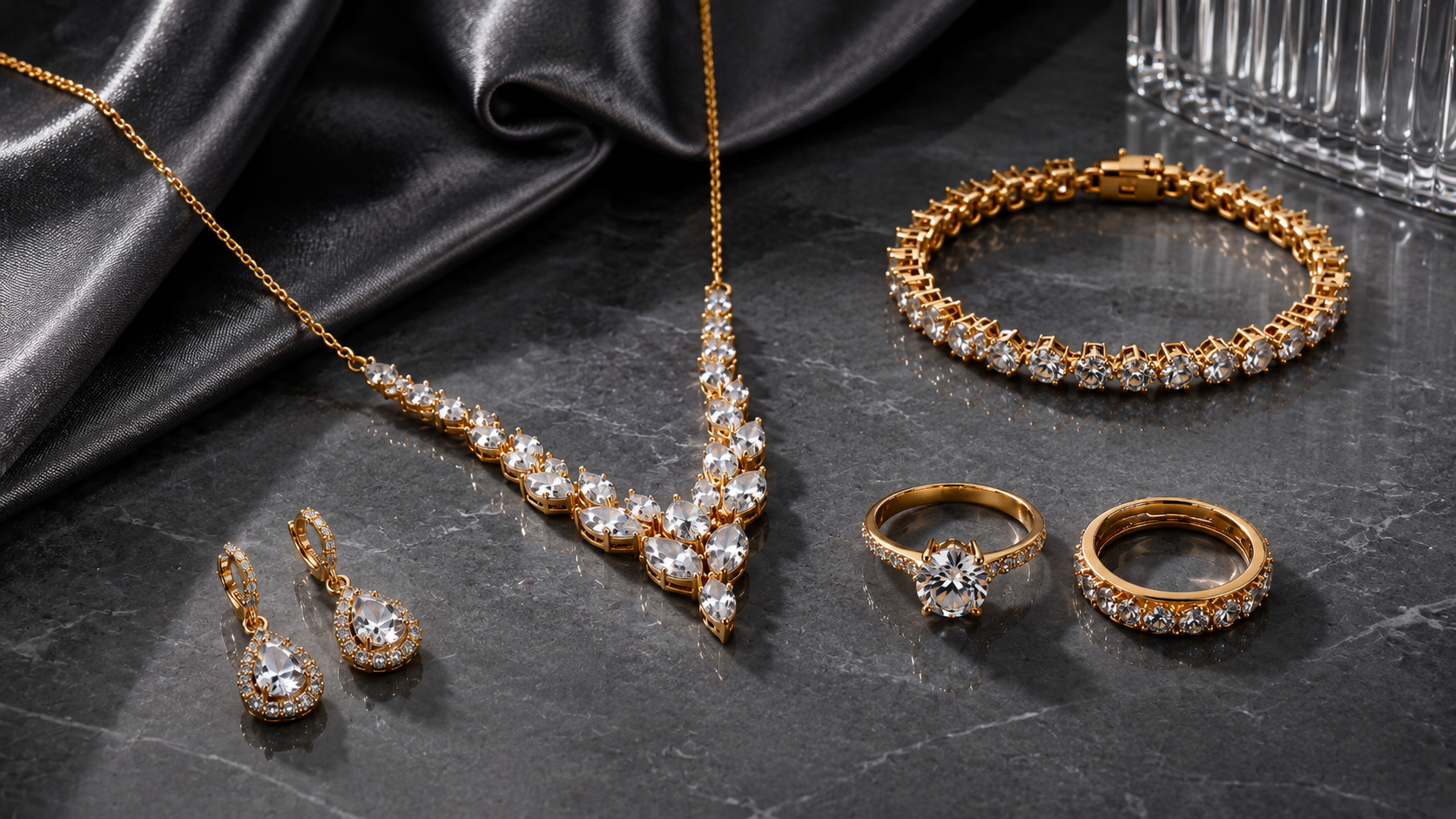 Golden Jewelry Luxe Flatlay